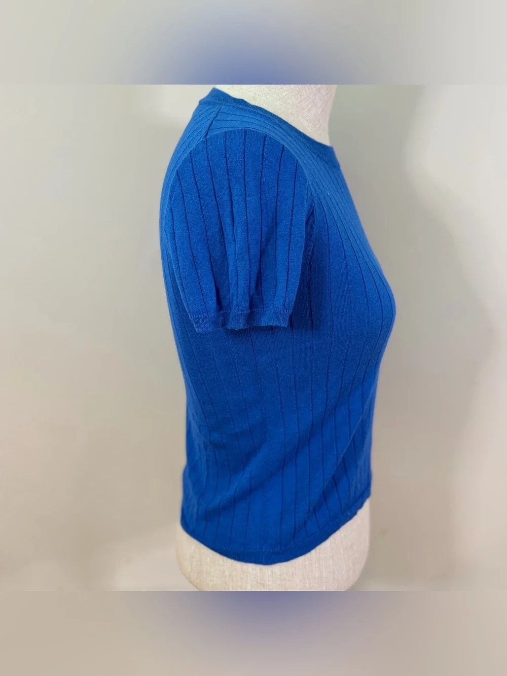J.Crew Silk-Blend Cropped T-shirt Blue XS Cashmere Lightweight Quiet Luxury Mod